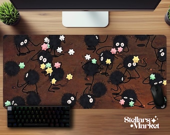 Cute Soot Inspired Mousepad Kawaii Desk Mat Black Dust Sprite Aesthetic Anime Style Gaming Mouse Pad Anti Slip Gift for Desk Setup