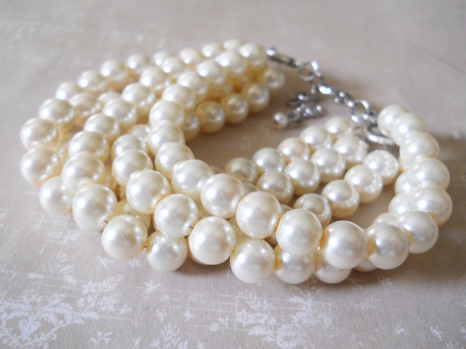 Ivory Pearl Bracelet Multi Strands Pearl Bracelet Pearl Bridal - Etsy