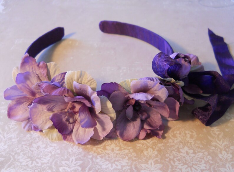 purple flower hair band