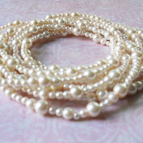 Extra Long Pearl Necklace One Long Strand of Pearls Necklace Etsy