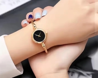 Luxury Gold Women’s Watch | Elegant Stainless Steel Bracelet Watch for Women | Small Wrist Casual Quartz Watch for Her