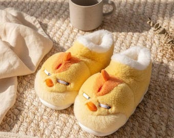 Cute Plush Cotton Slippers for Women – Warm Fuzzy Indoor Winter Shoes with Anti-Slip Thick Sole