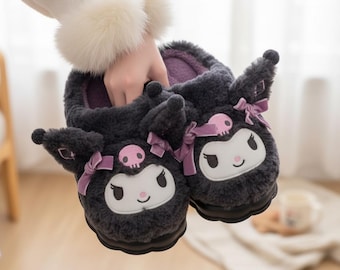 Pluszowe kapcie z kreskówek: zimowe, bawełniane, antypoślizgowe kapcie domowe