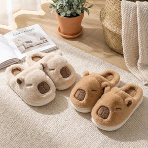 Cute Capybara Plush Slippers Warm Indoor Home Shoes