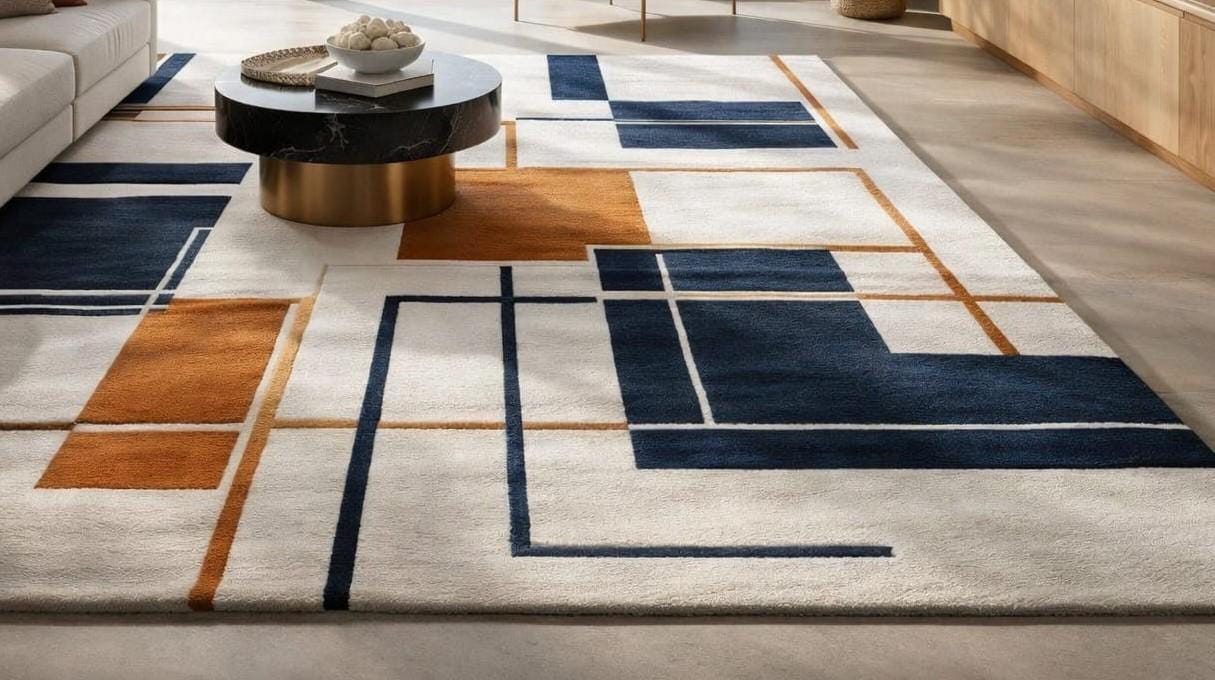 Hand Tufted Wool Rug | Geometric Abstract Design - Etsy
