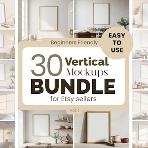 30 Frame Mockup Bundle | for Vertical Wall Art | PSD with Smart Object & JPG files | Digital Download