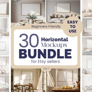 30 Frame Mockup Bundle | for Horizontal Wall Art | PSD with Smart Object & JPG files | Digital Download
