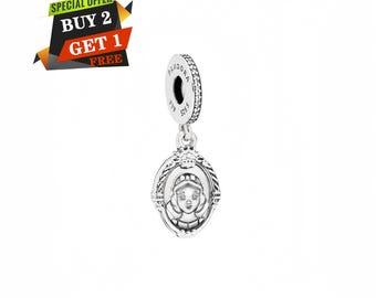 Evil Queen & Snow White Magic Mirror Charm for Bracelet, S925 Sterling Silver, Travel Pendant