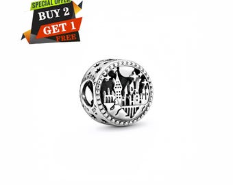 Hogwarts skolberlock, berlocker till armband, 925 sterlingsilver, resehänge, present till henne