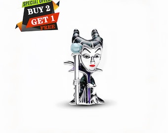 Disney Villains Maleficent Charm, Charms for Bracelet, S925 Sterling Silver, Travel Pendant