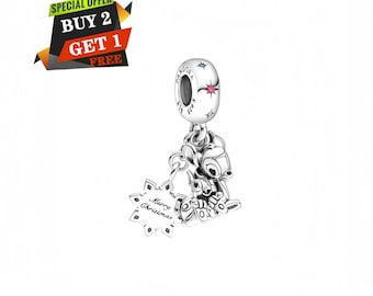Disney Bambi and Samp Charm, Charms for Bracelet, S925 Sterling Silver, Travel Pendant