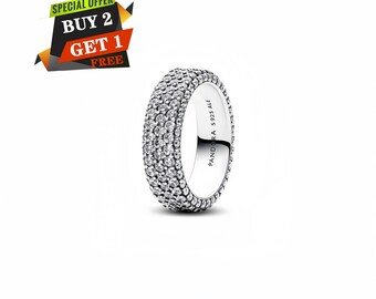 Anillo atemporal de triple fila con pavé, anillo colgante, joyería minimalista, plata de ley 925, colgante de viaje.