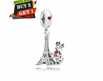 Disney Minnie Mouse Eiffeltornet Hängande Berlock, Berlocker till Armband, Sterlingsilver, Resehänge