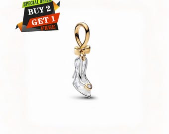 Colgante de zapato de Cenicienta de Disney Princess, dijes para pulsera, plata de ley 925, colgante de viaje