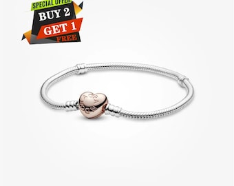 Moments guldfärgat hjärtlås med ormkedja, armband, S925 sterlingsilver, resehänge