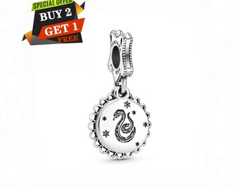 Slytherin-hänge, hängen till armband, 925 sterlingsilver, resehänge, present till henne