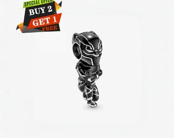 Marvel The Avengers Black Panther Berlock, Berlocker för Armband, S925 Sterling Silver, Resehänge