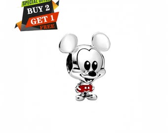 Disney Mickey Mouse Red Pants Charm, Charms for Bracelet, S925 Sterling Silver, Travel Pendant