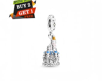 Disney 50th Anniversary Celebratio Castle Charm, Charms for Bracelet, S925 Sterling Silver, Travel Pendant