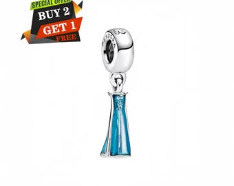 Disney Elsa's Dress Dangle Charm, Charms for Bracelet, S925 Sterling Silver, Travel Pendant