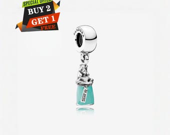 Disney Alices magiska trolldryck-hänge, hängen till armband, 925 sterlingsilver, resehänge