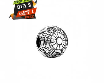 Star Wars Death Star Clip Charm, Charms for Bracelet, S925 Sterling Silver, Travel Pendant