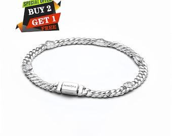 Kubanskt hjärtarmband med kedja, minimalistiska smycken i sterlingsilver, resehänge, present till henne