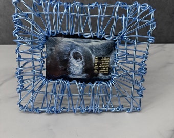 Handmade "Sono" (For Sonograms) Wire Photo Frame, Ice Blue 4"x3" window opening