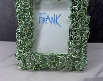 Handmade Anodized Aluminum Photo Frame, Light Green, 5"x7" window opening