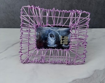 Handmade "Sono" (For Sonograms) Wire Photo Frame, Light Pink 4"x3" window opening