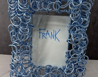 Handmade Anodized Aluminum Photo Frame, Ice Blue, 4"x6" window opening