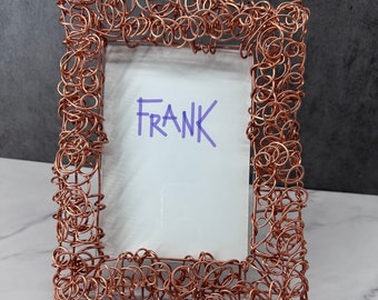 Handmade Bare Copper Wire Photo Frame, 5"x7" window opening