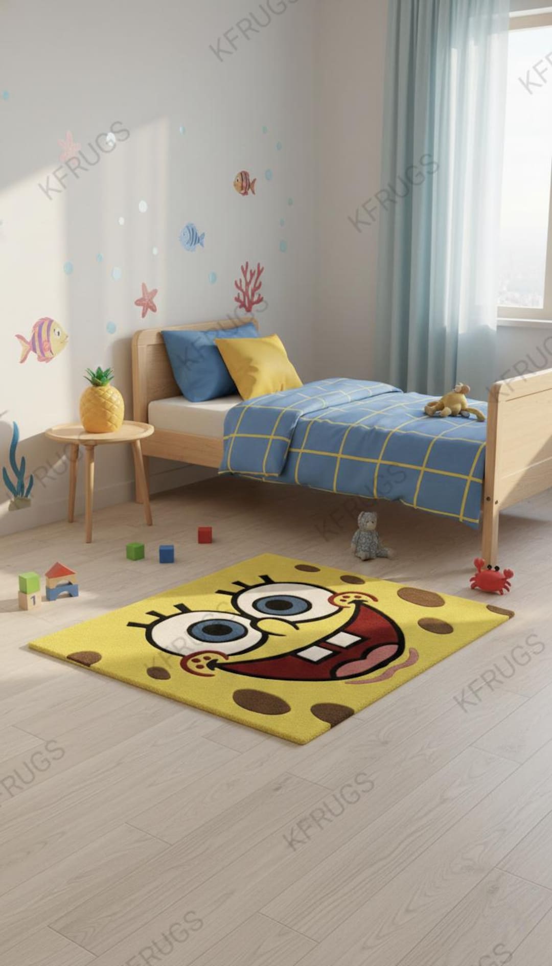 Spongebob Window Rug Handmade Spongebob Kids Rug, Cartoon Nursery Carpet - Etsy