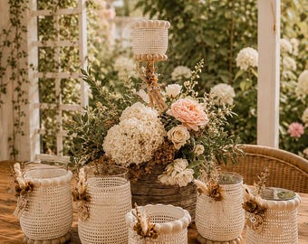 Bundle of 3D printed lantern files | Garden decoration | Lantern STL 3MF file | Boho country style | Rattan look | Commercial license | Solar lantern