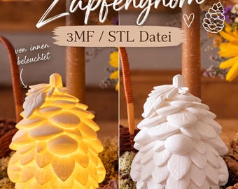 Forest gnome | Autumn | Cone | 3MF STL file | Imp | Gnome | Gnome | incl. commercial license | 3D printing | Autumn light | Autumn decoration | Lighting