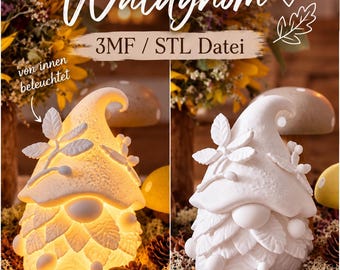 Forest Gnome | Autumn | 3MF STL File | Imp | Gnome | Gnome | incl. Commercial License | 3D Print | Autumn Light | Autumn Decoration | Lighting