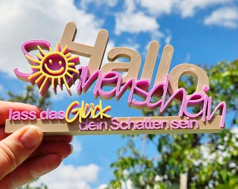 Hello Sunshine | 3MF File | STL | Gift | Summer Decor | Statement | Welcome Greeting | Display Stand | 3D Print | Decoration | DIY