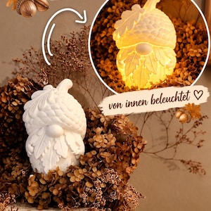 Gnomo del bosque | Otoño | Bellota | Iluminación | Archivo STL 3MF | Gnomo | Gnomo de otoño | Incluye licencia comercial | Impresión 3D | Luz de otoño | Decoración de otoño