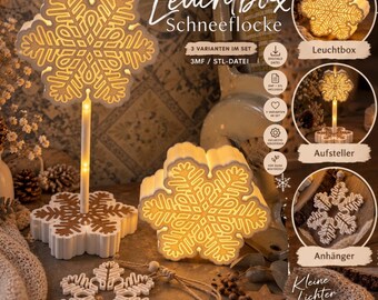 Snowflake Light Box & Display Stand | Light Box | STL File | Lighting | Christmas | Winter | Lamp | Includes Commercial License | 3D Print