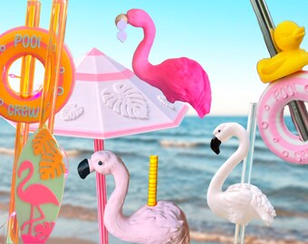 Straw Topper Bundle | 3MF File | STL | Flamingo Gift | Summer Decor | Pool Party | 3D Print | Decoration | Cocktail Decoration | Straw Topper