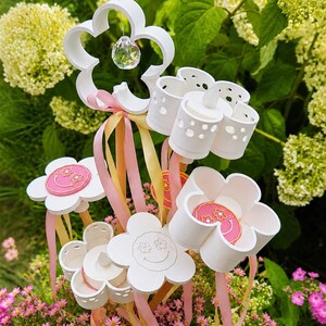6-piece bundle of 3D printed flower inserts | Garden decoration | STL 3MF | Smiley face | Gift | Commercial license | Insect waterer | Tealight holder