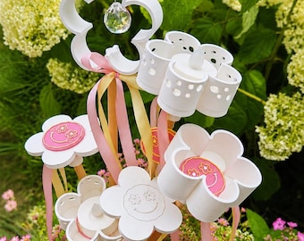 6-piece bundle of 3D printed flower inserts | Garden decoration | STL 3MF | Smiley face | Gift | Commercial license | Insect waterer | Tealight holder