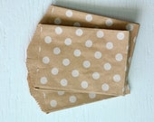 CLEARANCE - 25 Small Kraft Polka Dot Paper Bags, 2.75 x 4 inches