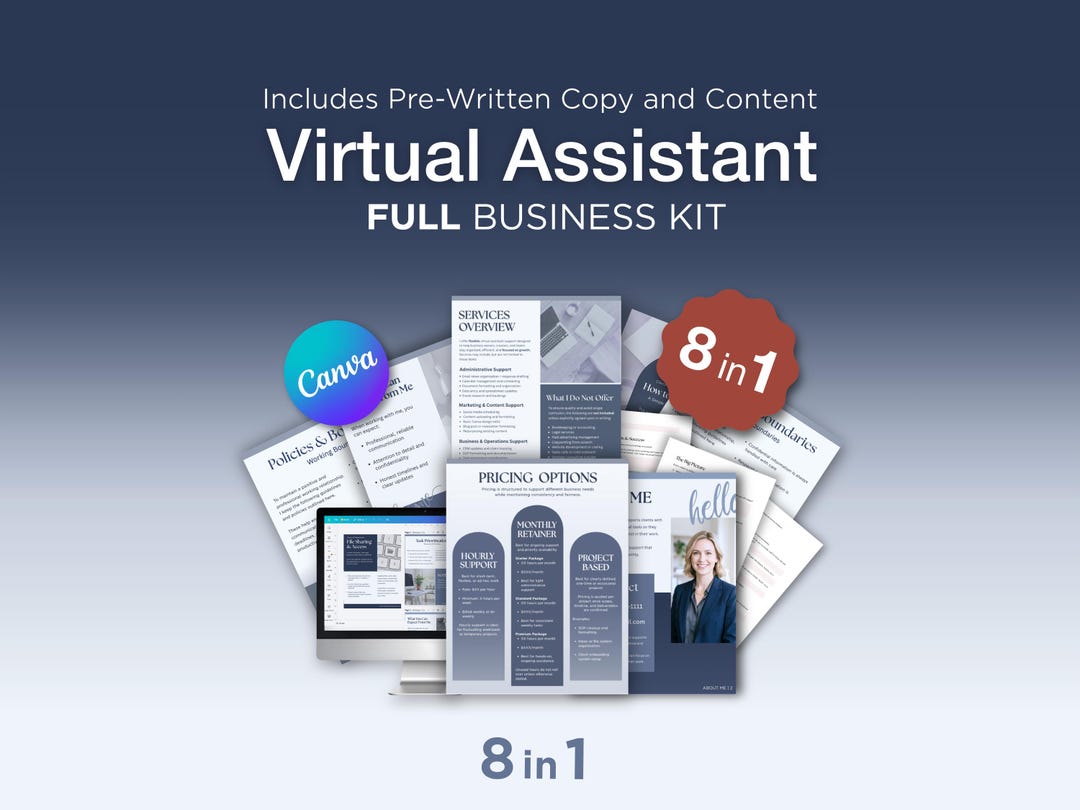 Full Virtual Assistants Templates Business Kit | Virtual Assistant ...