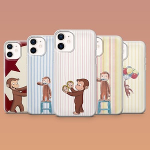 Mobilskal med nyfiken apa och gulligt George för iPhone 17Pro, 16, 15, 14, 13, Samsung S25, S24, S23, S22, A16, A26, Pixel 10, 9Pro