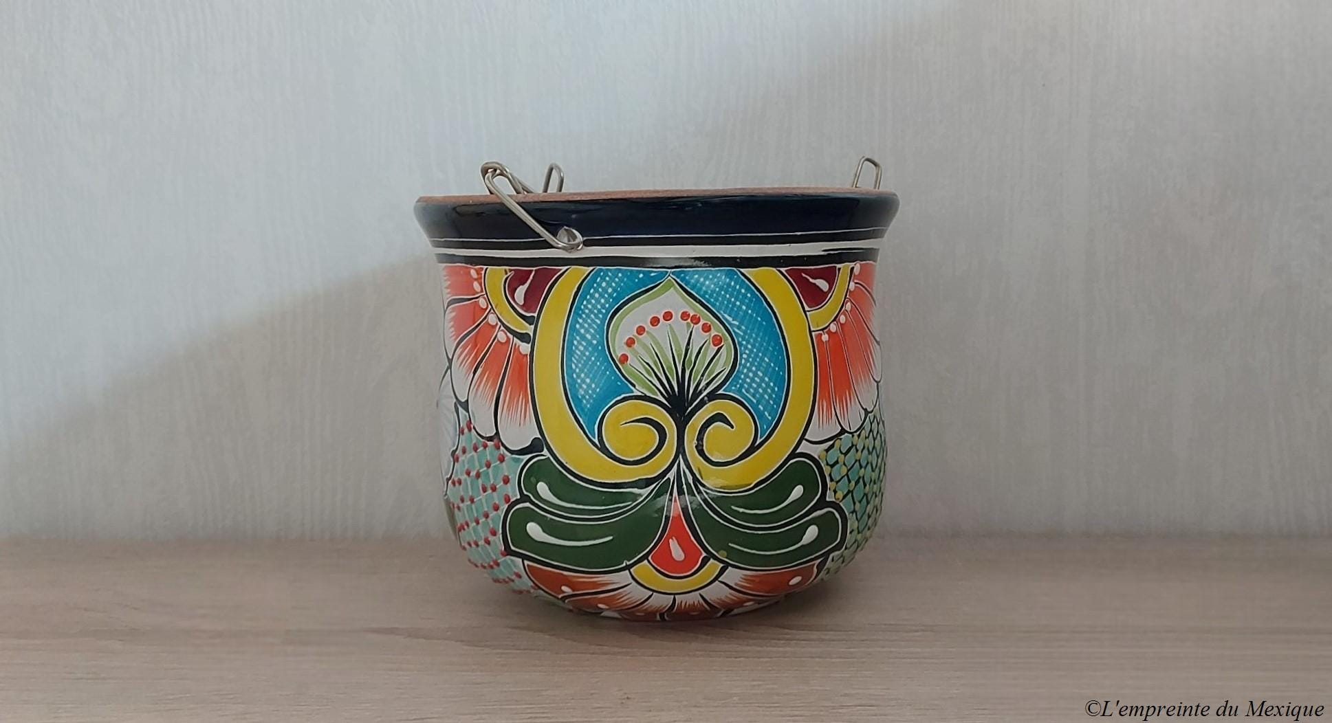 Cache-Pot Suspendu En Talavera - Céramique Mexicaine Peint À La Main