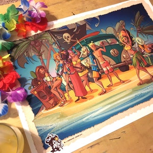 Desert Island Party - Tiki Bar Giclee Art