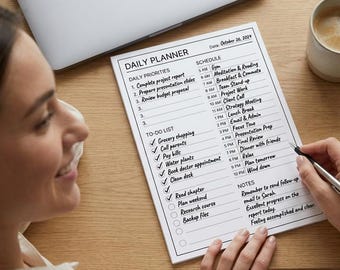 Afdrukbare dagelijkse productiviteitsplanner | Minimale takenlijst en pdf-planner voor tijdbeheer, afdrukbaar voor productiviteit