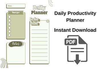 Planificateur de productivité quotidien imprimable | Liste minimale de tâches, planificateur de tâches et gestion du temps PDF