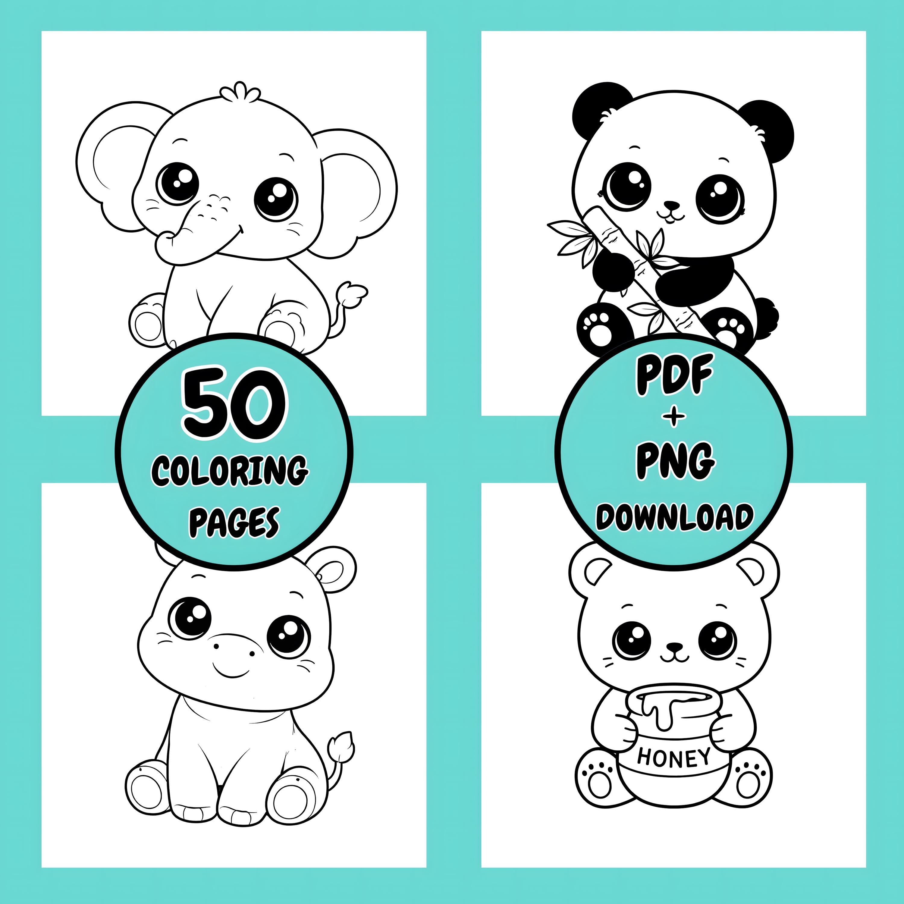 Kawaii Animals Coloring Book | Cute Coloring Pages | Adorable Animal ...